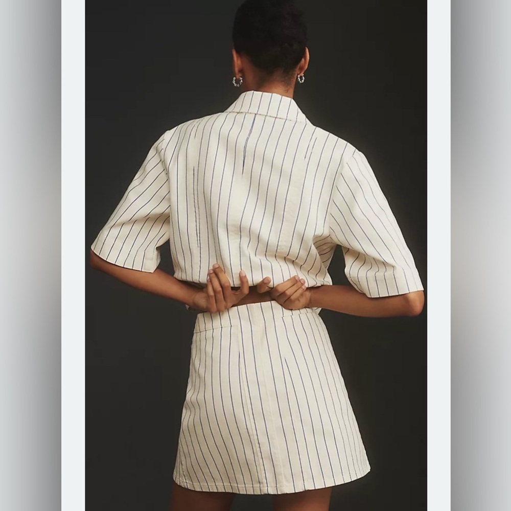 Baum und Pferdgarten cream Saima Denim striped cotton mini Skirt NWT - Picture 2 of 3
